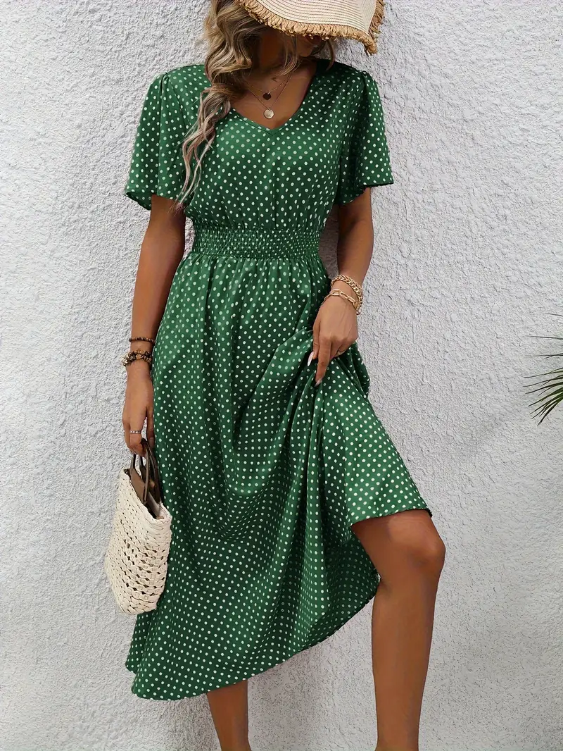 Levoire | Robe Taille Froncée Imprimée sur Toute la Surface, Robe Décontractée à Manches Courtes