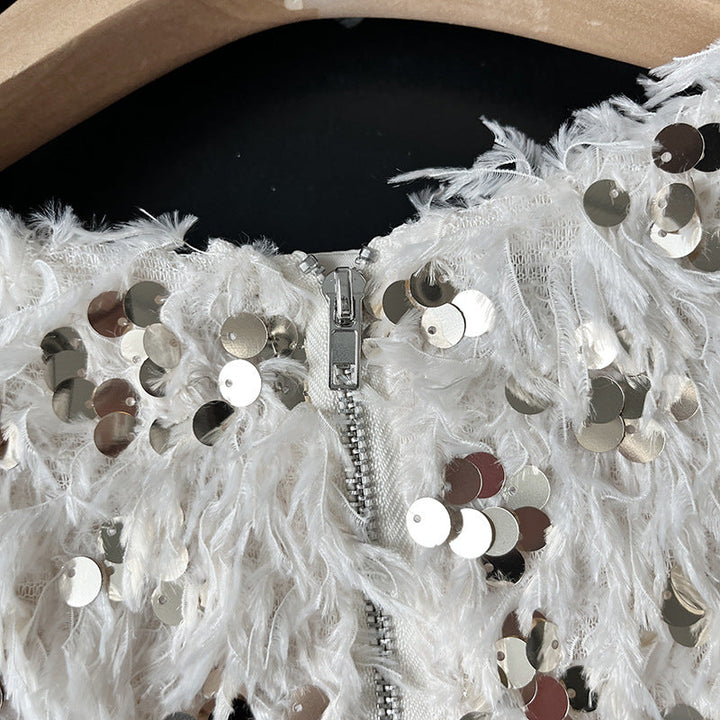 Levoire | T-Shirt Glamour Avec Plumes Et Paillettes