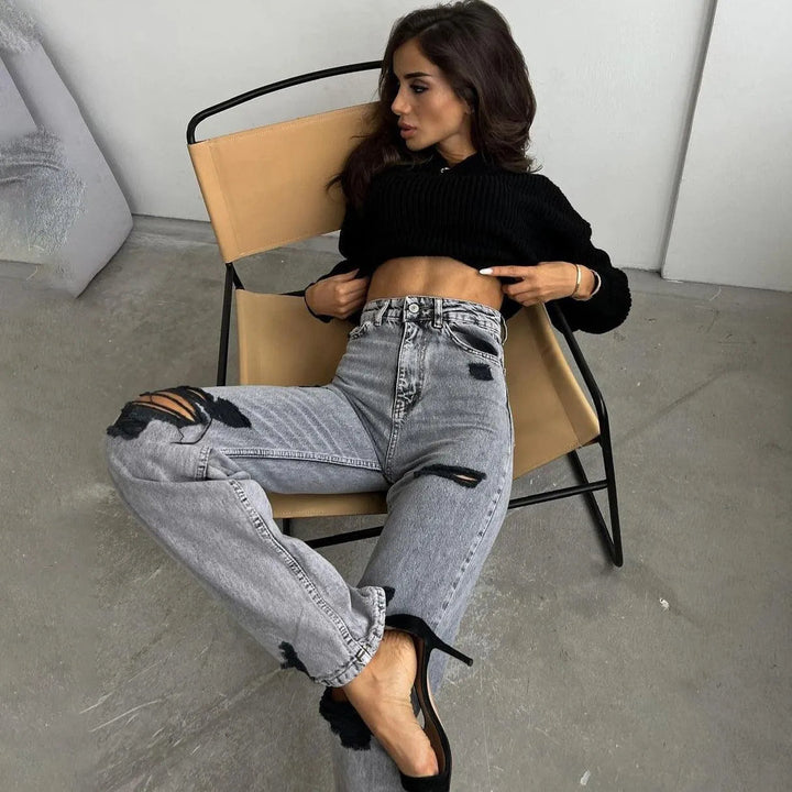 Levoire | Jeans taille haute droit long