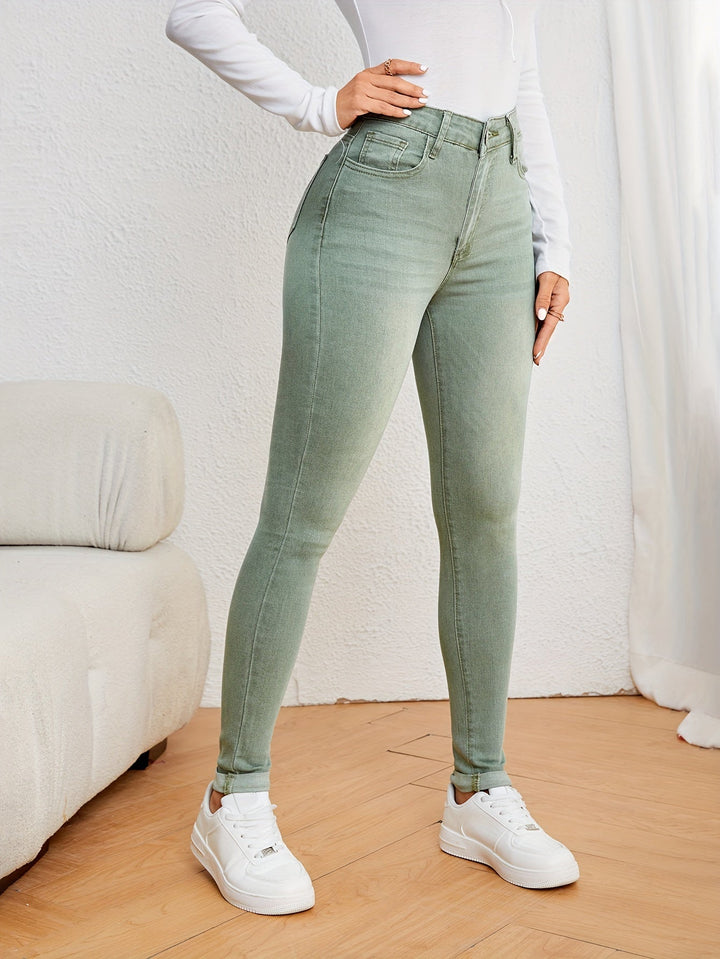 Levoire | Vert Olive Femme Jean Slim Fit Taille Haute