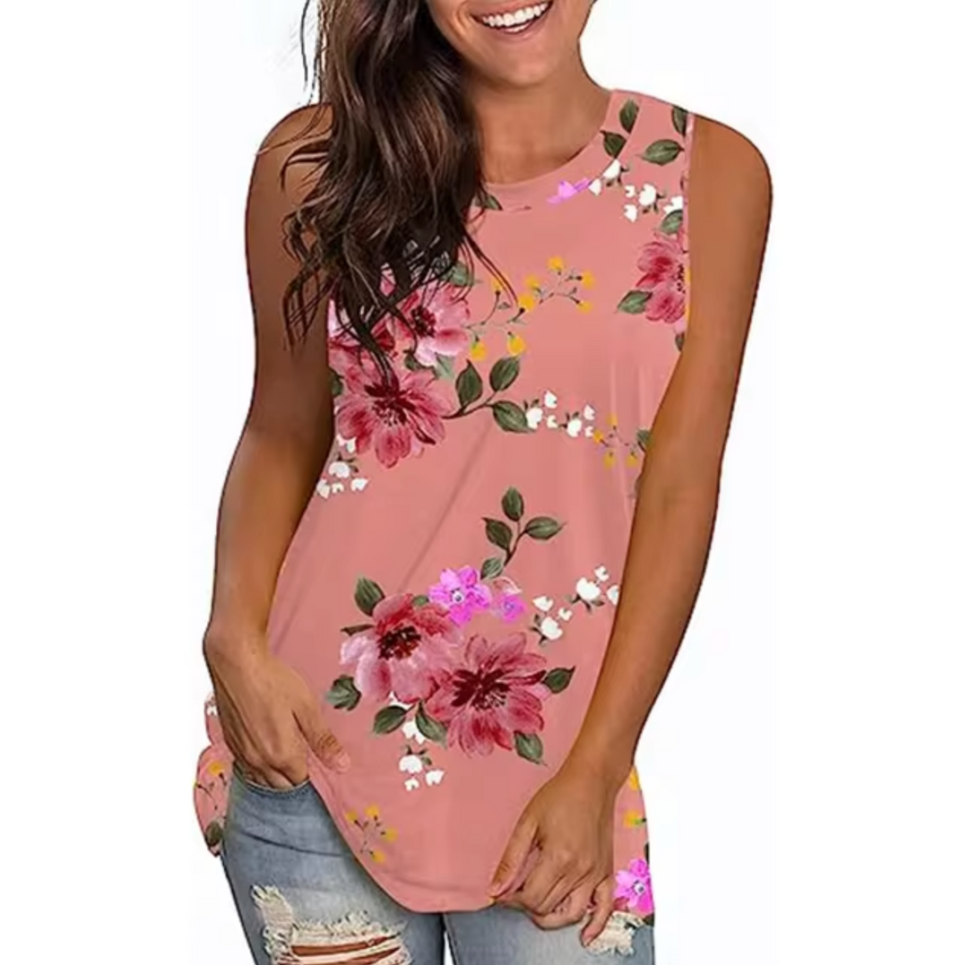Levoire | T-Shirt Sans Manches Avec Impression Florale Rosa