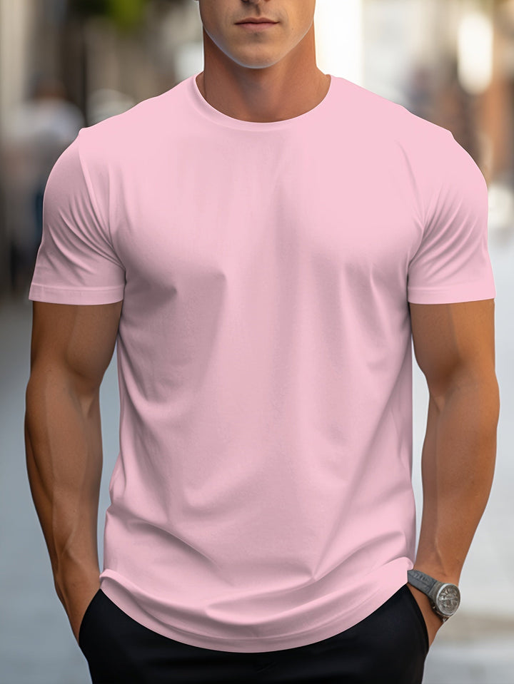 Levoire | T-Shirt Unicolore Pour Hommes Col Rond La couleur de Rosan