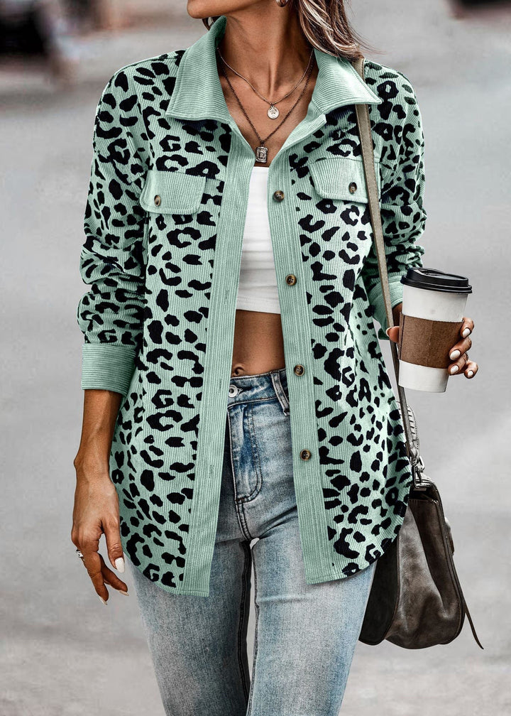 Levoire | Chemise Veste Avec Motif Léopard Menthe verte