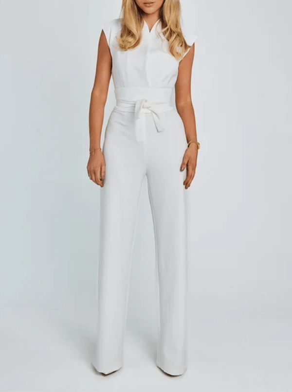 Levoire | Femmes Sans Manche Jumpsuit Jambe Amples Blanc