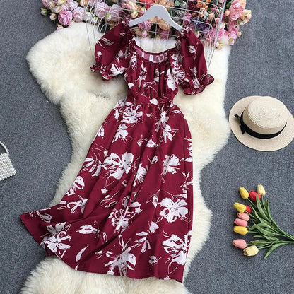 Levoire | Rennon imprimé robe à manches courtes Rouge vin Une taille