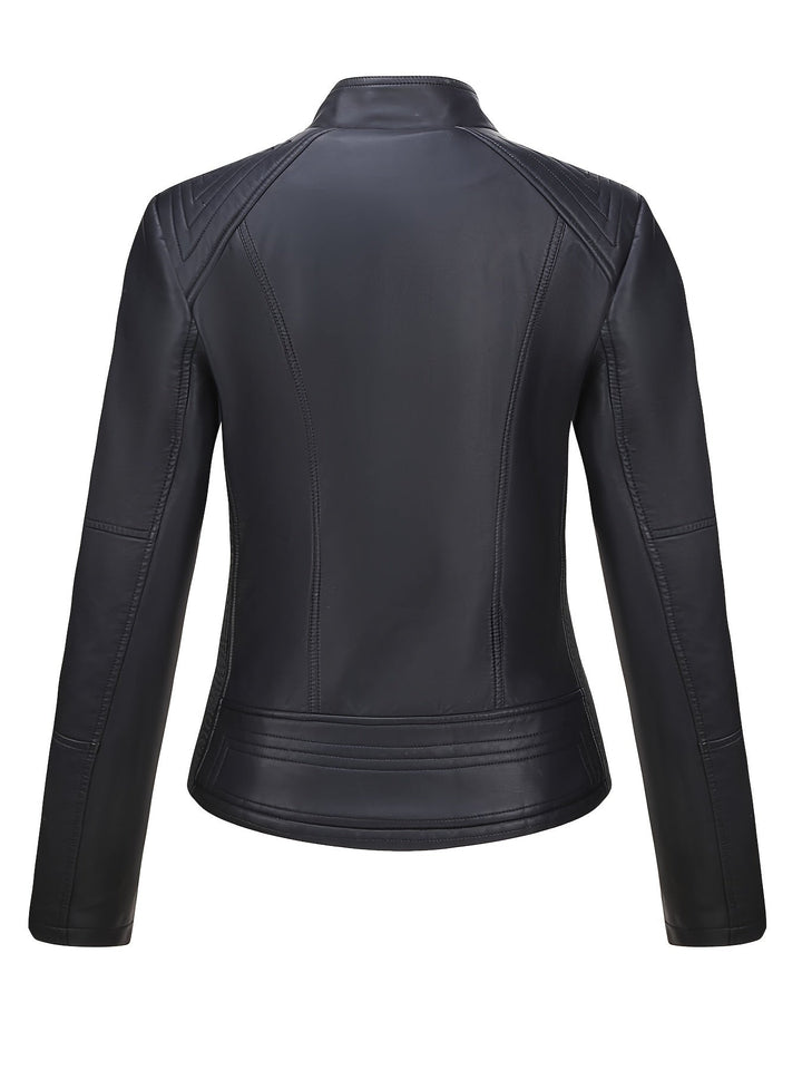 Levoire | Veste En Simili Cuir Décontractée Plus Size Pour Femmes Avec Fermeture Éclair Et Revers