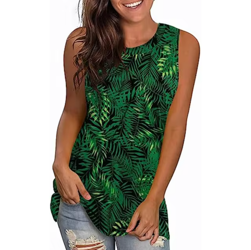 Levoire | T-Shirt Sans Manches Avec Impression Florale Vert