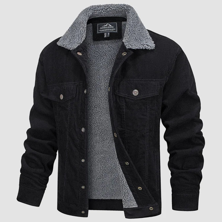 Levoire | Veste En Velours Côtelé Élégante Et Confortable Pour Homme Avec Doublure En Sherpa Noir