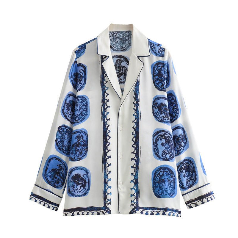 Levoire | Chemise Imprimée Avec Pantalon Large Ensemble Deux Pièces