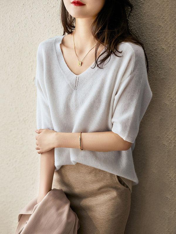 Levoire | Pull En Maille Avec Sensation Cachemire Et Décolleté En V