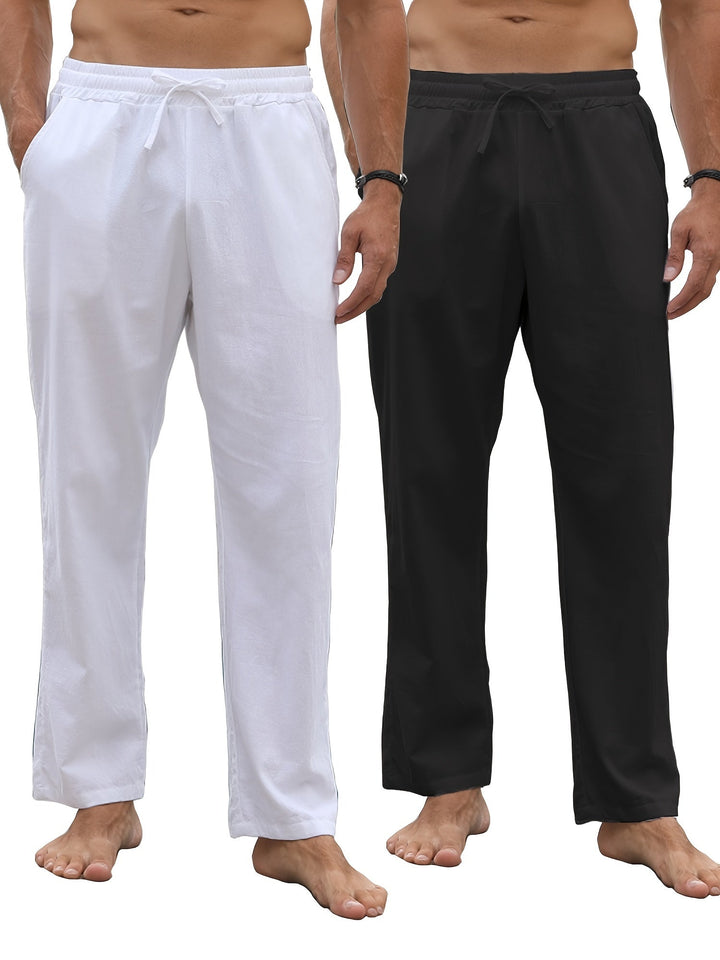 Levoire | Sati 2 Rennon Pantalons En Coton À Nykäys Blanc éclatant + couleur noire