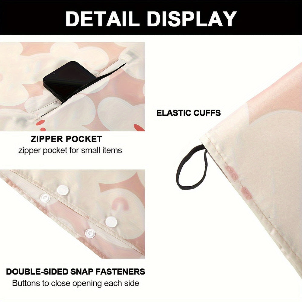 Levoire | Poncho De Pluie Imperméable À Motif Floral Avec Capuche Et Poche Zippée