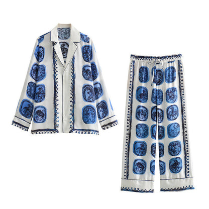 Levoire | Chemise Imprimée Avec Pantalon Large Ensemble Deux Pièces