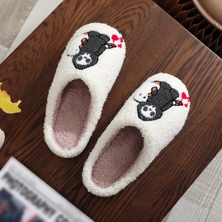 Levoire | Chaussures en coton avec broderie de tête de diable d'Halloween Blanc