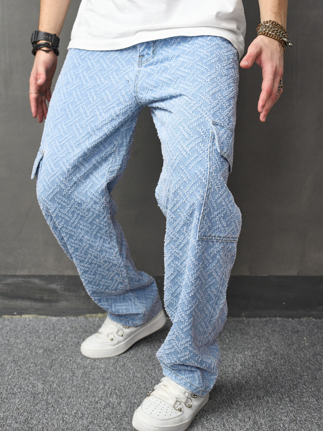Levoire | Pantalons Pour Hommes En Mélange De Coton Avec Poches Latérales Bleu clair