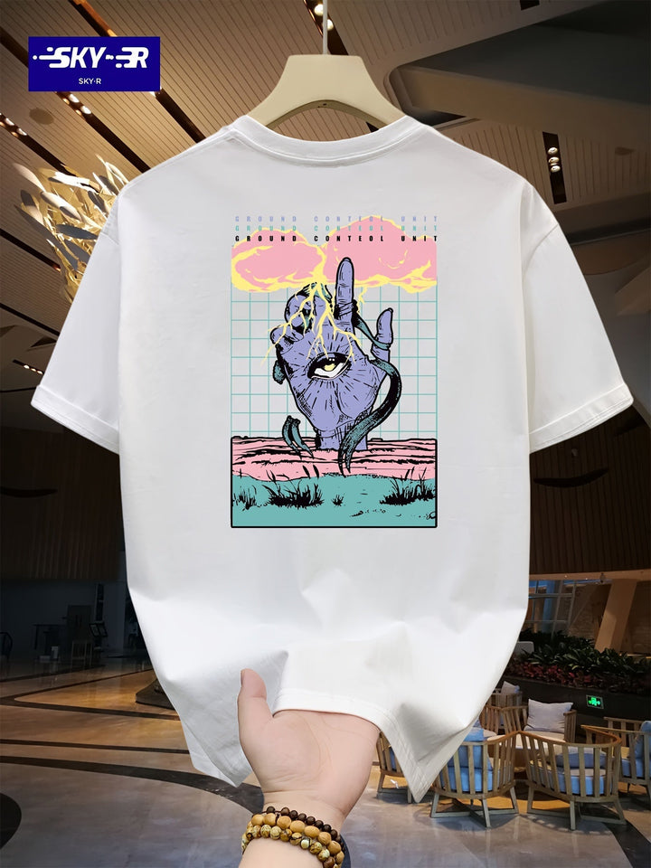 Levoire | T-Shirt Homme Dessin À La Main Graphiques Blanc