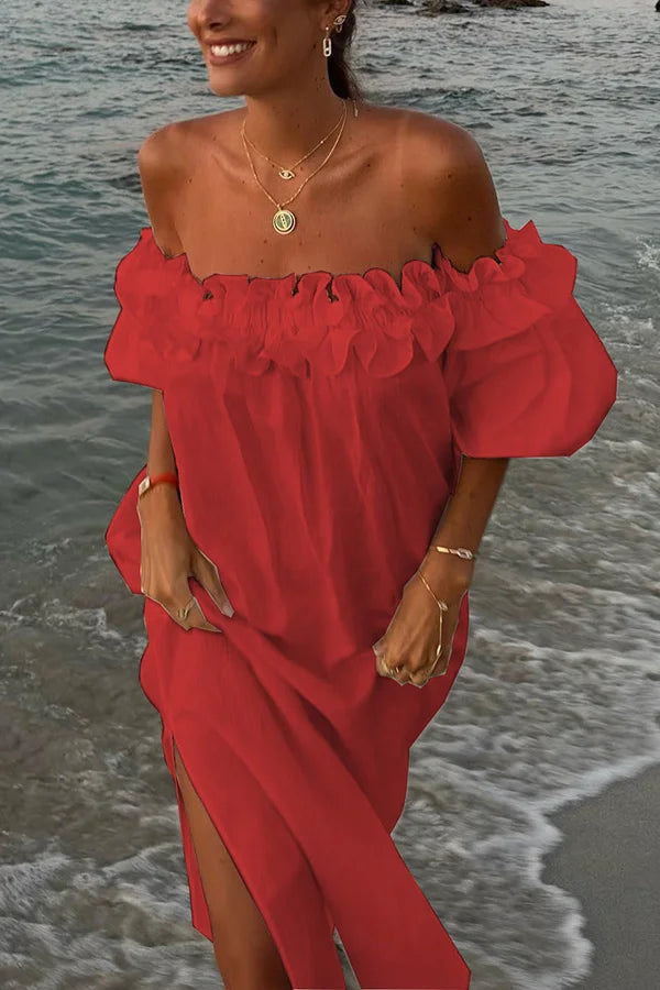 Levoire | Robe Midi À Épaules Dénudées Pour Femmes Ava Rot