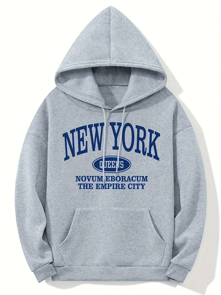 Levoire | Sweat À Capuche Avec Impression D'Imprimerie De New York Et Poche Kangourou Gris clair