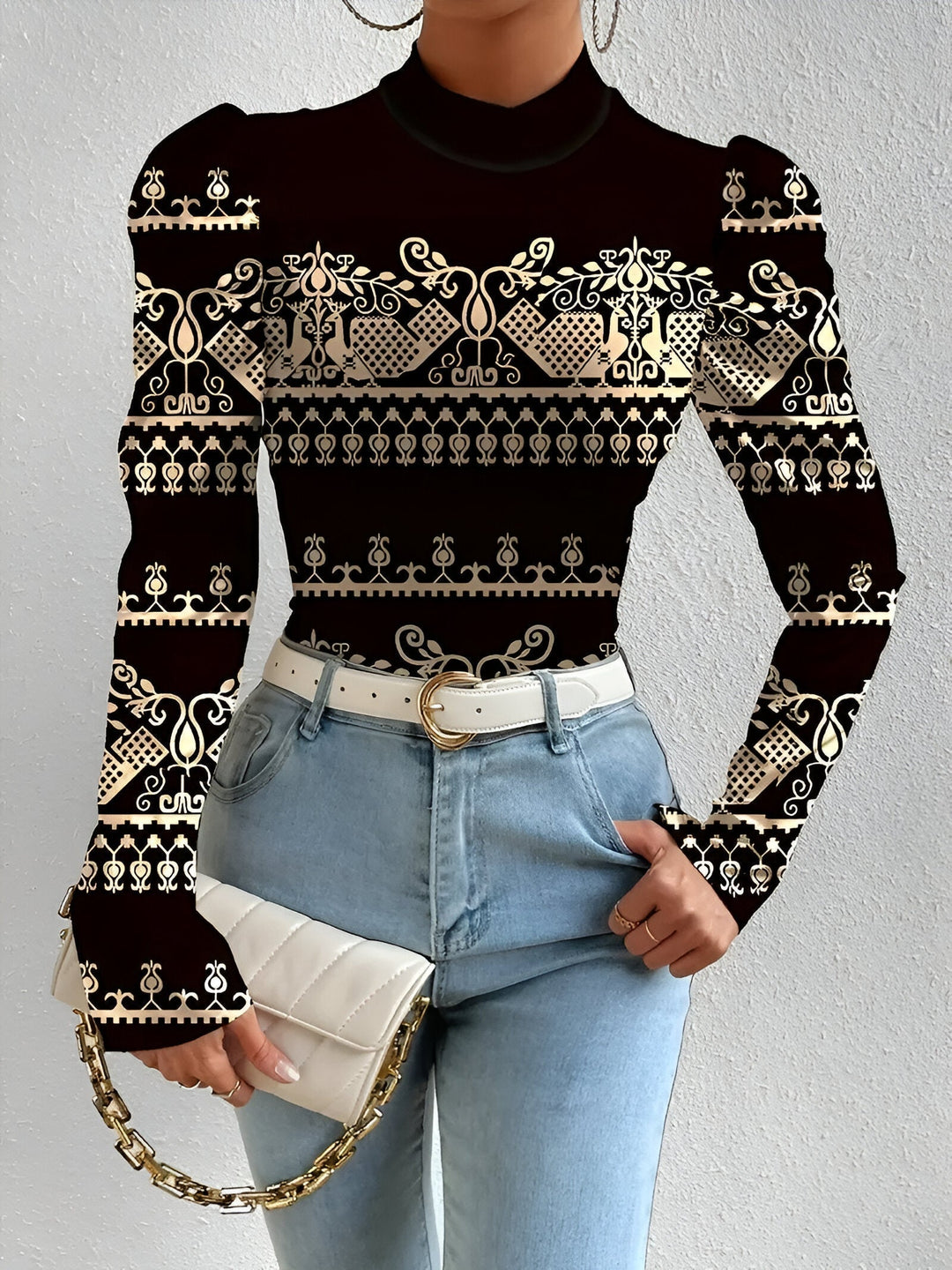 Levoire | Imprimé De Fleurs Pull Avec Col Noir + Abricot