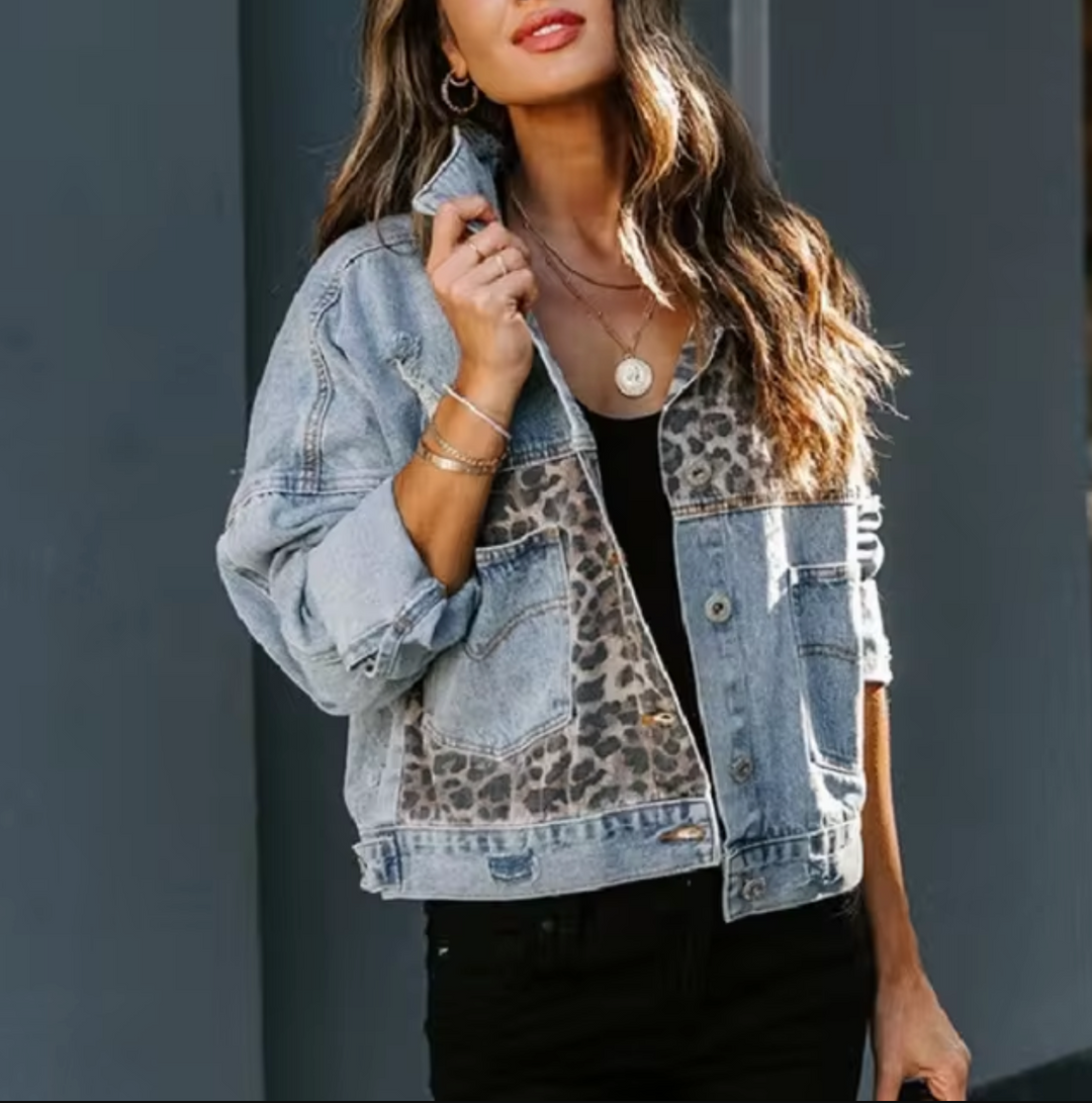 Levoire | Veste En Jeans Avec Patch Léopard