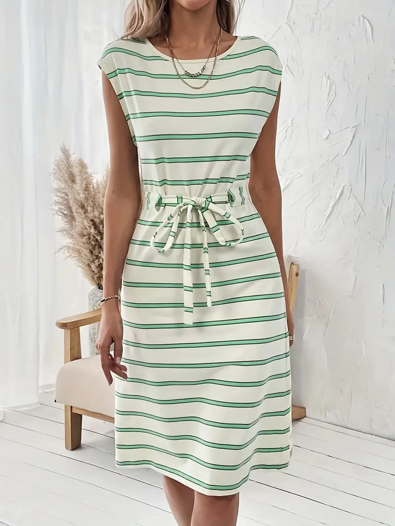 Levoire | Robe À Imprimé Rayé Et Encolure Ronde