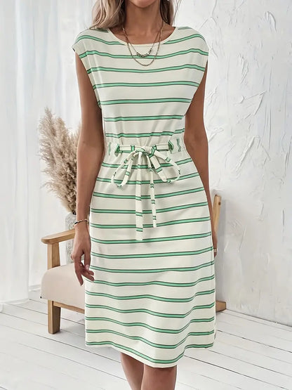 Levoire | Robe À Imprimé Rayé Et Encolure Ronde