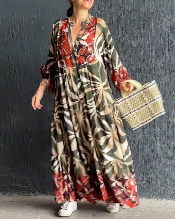 Levoire | Robe Longue À Fleurs Vert
