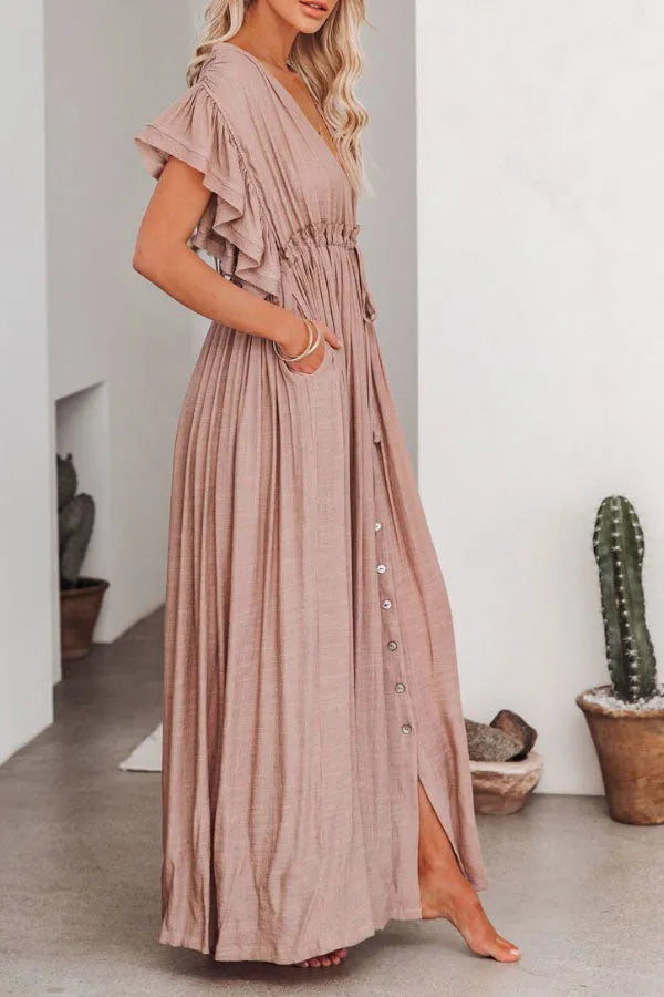 Levoire | Fairy Air Robe à encolure en V et à manches volantées
