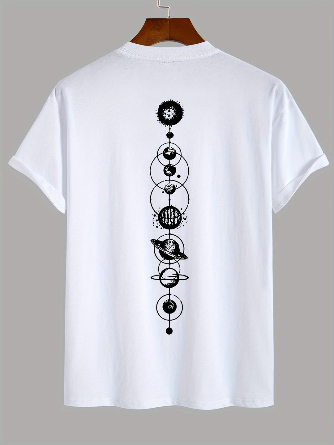 Levoire | T-Shirt Pour Hommes Rento Avec Imprimé Planètes En 100% Coton Blanc