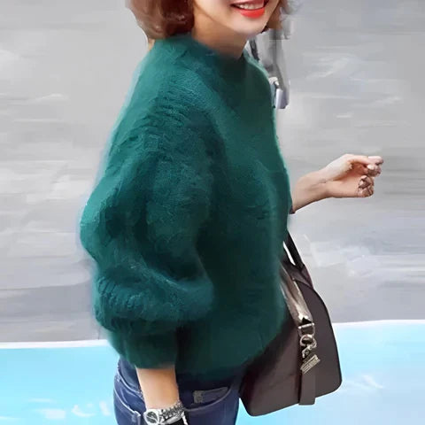 Levoire | Luxe Pull En Angora Doux Vert Une taille