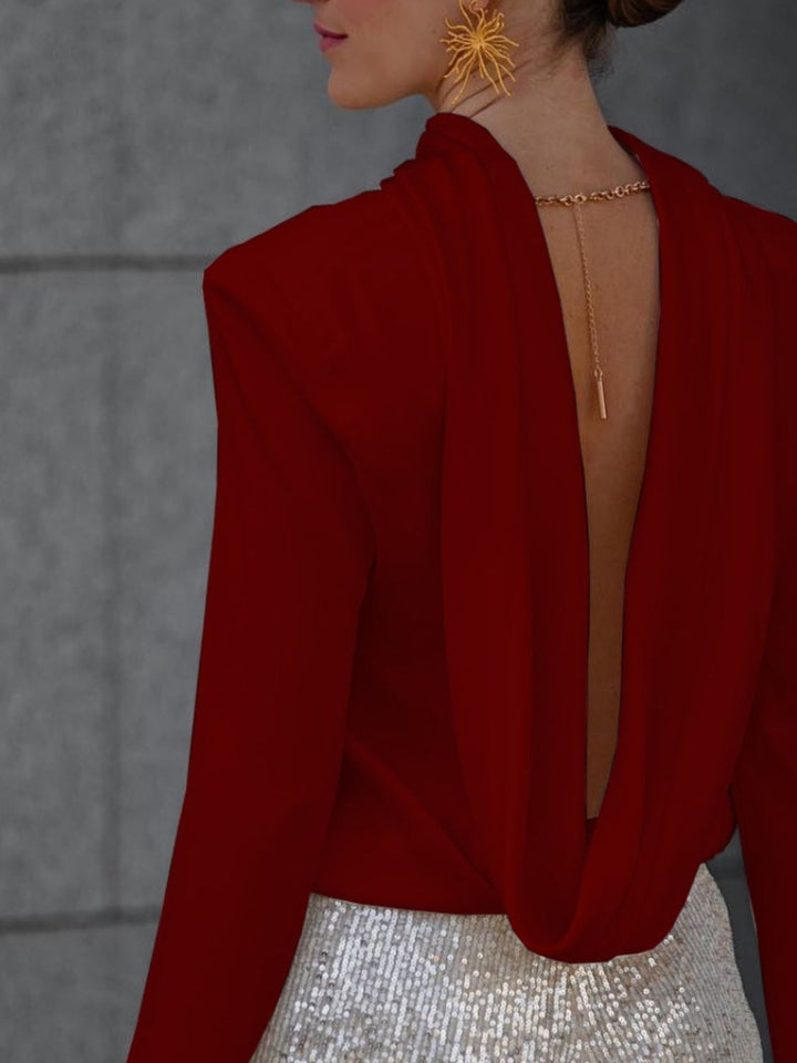Levoire | Blouse À Col Cowl Sans Dos À Manches Longues