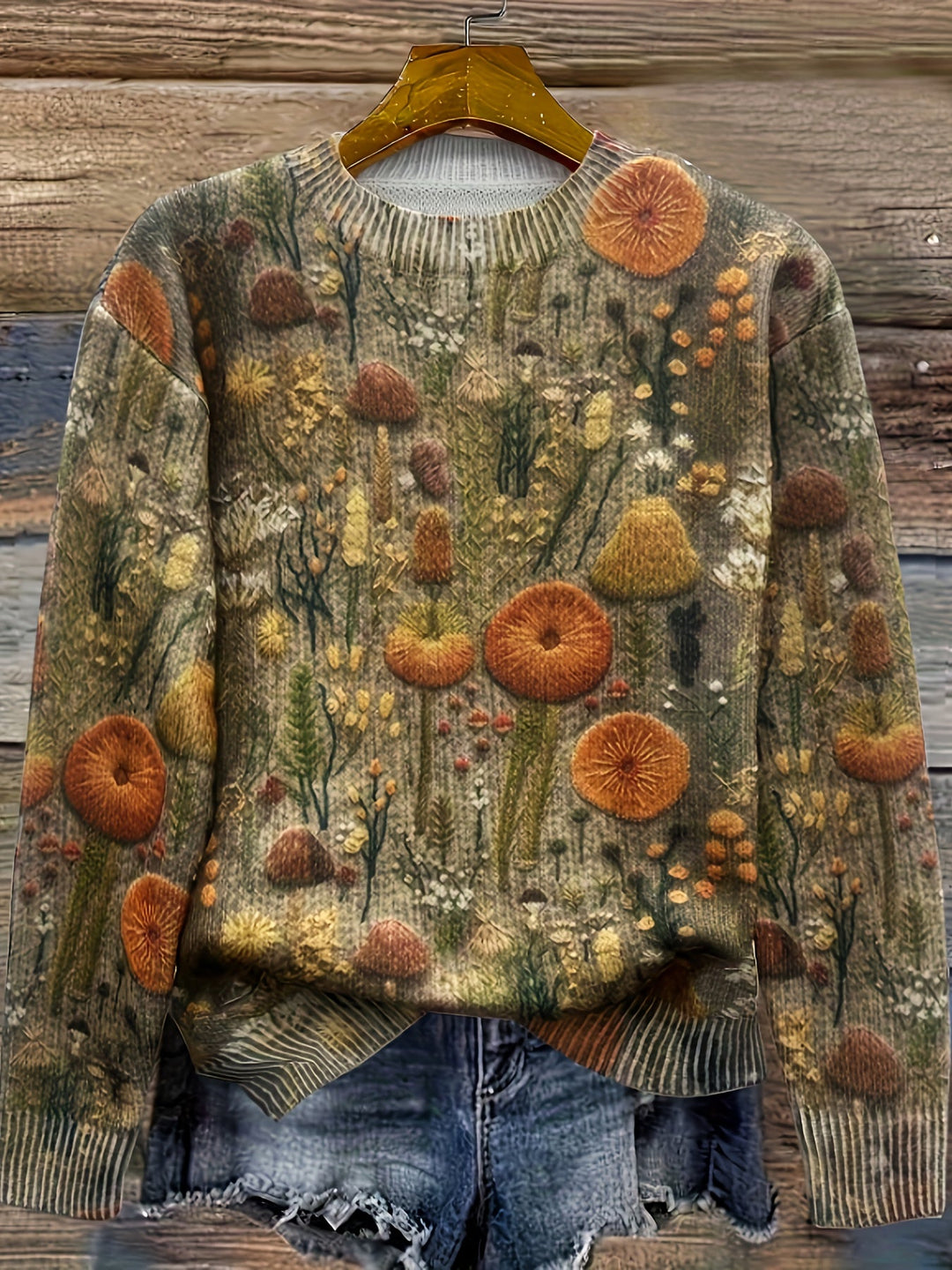 Levoire | Pull Élégant Avec Encolure Ronde Et Motif De Fleurs Et De Plantes Multicolore