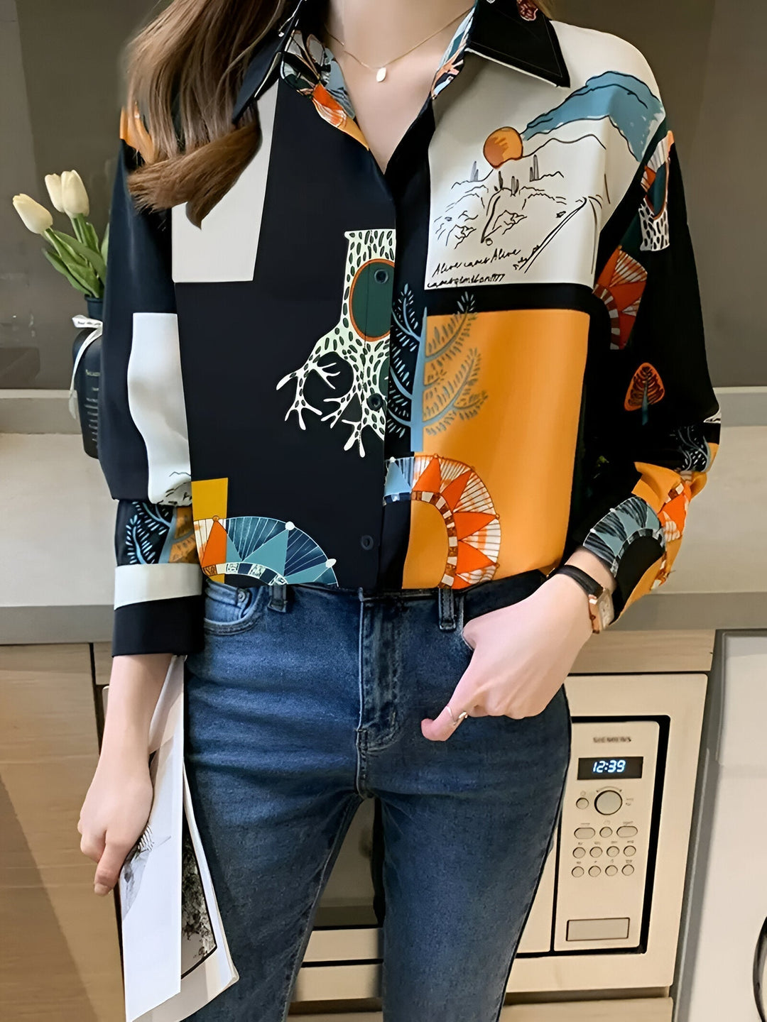 Levoire | Chemise De Récolte De Vin Avec Impression Naturelle Mélange