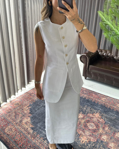 Levoire | Robe Maxi Sans Manches Avec Fermeture À Boutons