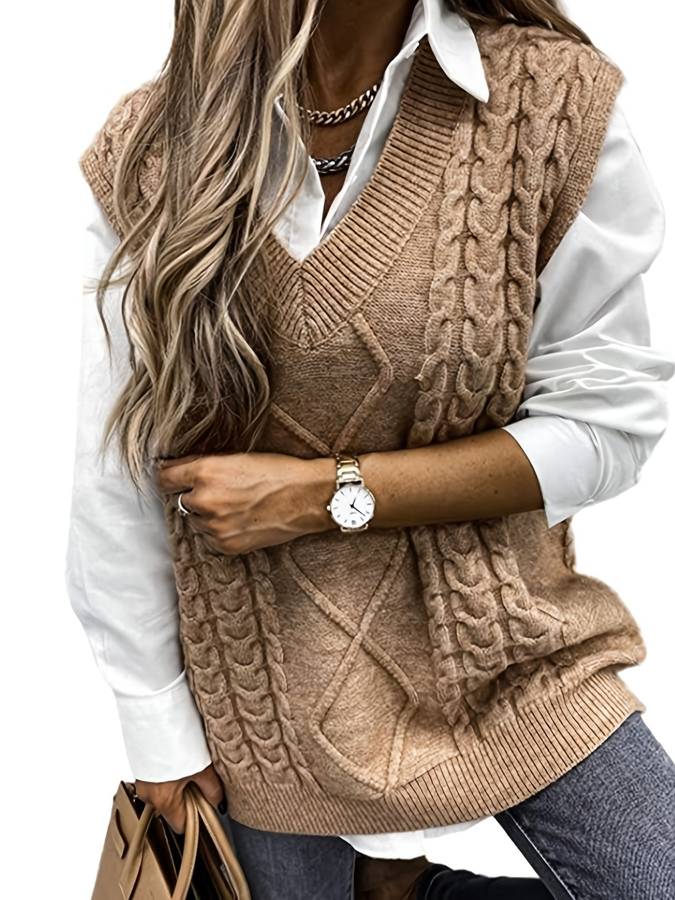 Levoire | Gilet En Tricot Pour Femmes | Hiver Kaki