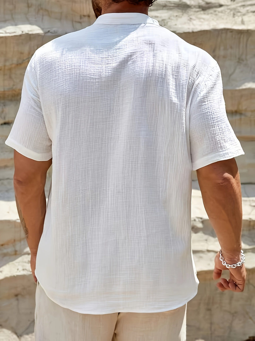 Levoire | Chemise Henley En Coton Pour Hommes À Manches Courtes