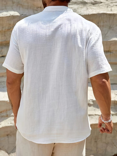 Levoire | Chemise Henley En Coton Pour Hommes À Manches Courtes