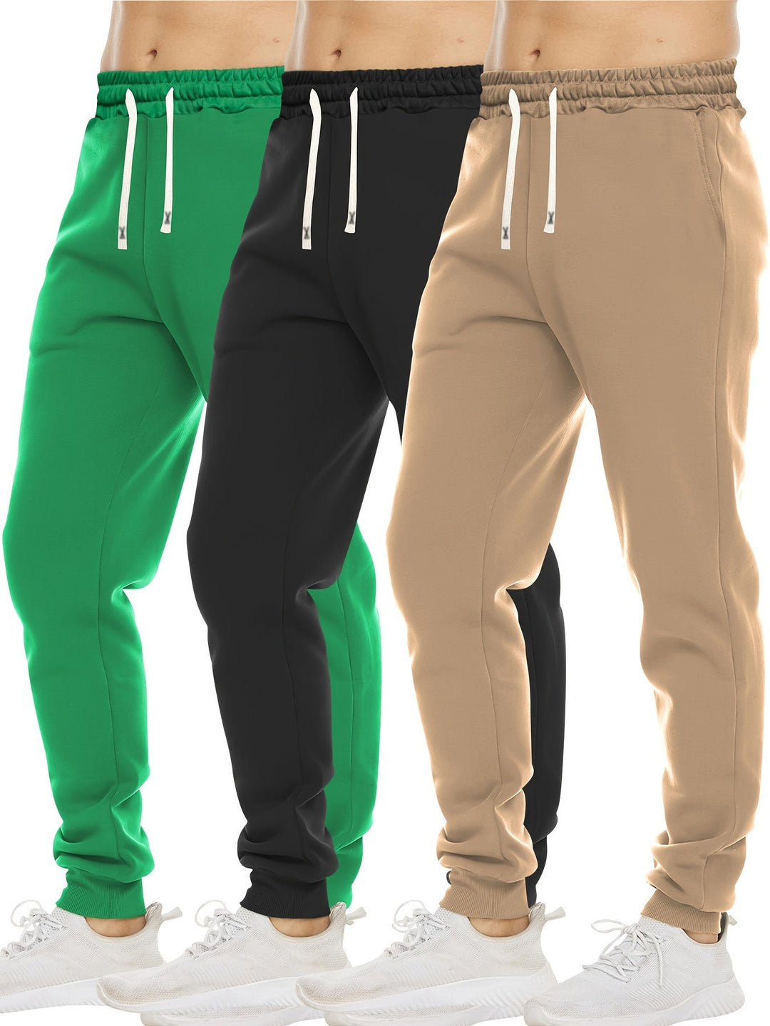 Levoire | Pantalons Regular Fit Sans Mélange Avec Élastique Et Poches Kaki+noir+vert