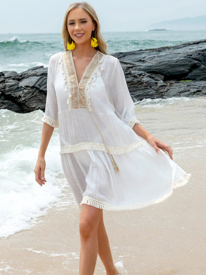 Levoire | Femme Robe boho élégante - Blanc
