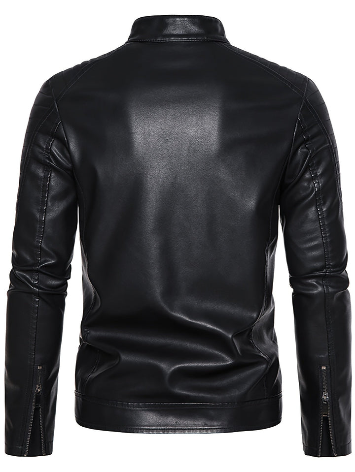Levoire | Chic Veste D'Été En Cuir Pour Hommes Avec Zip Et Col Montant