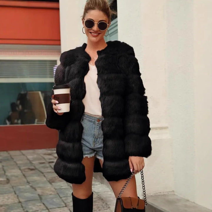 Levoire | Manteau long en fourrure synthétique Noir
