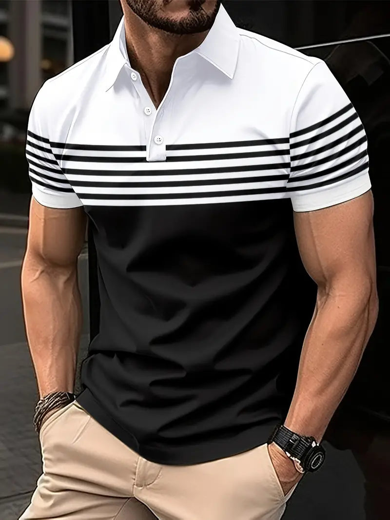 Levoire | Chemise Décontractée Rayée Manches Courtes Noir