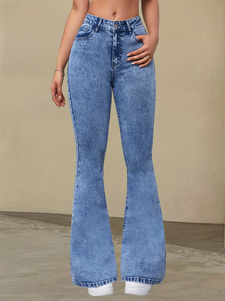 Levoire | Élégant Taille Haute Stretch Denim Flare Jeans