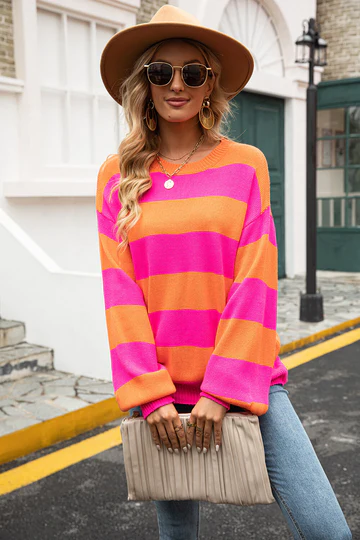 Levoire | Pull Femme En Tricot Rayé Décontracté