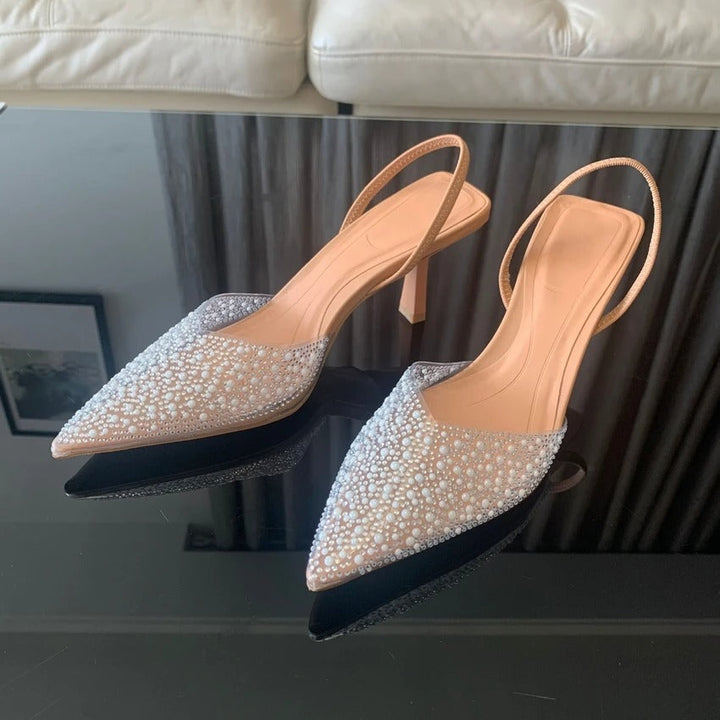 Levoire | Escarpins confortables avec décoration en perles blanches