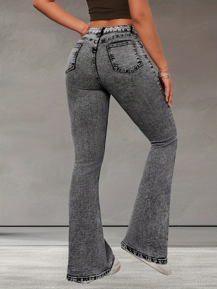 Levoire | Stretch Denim Flare Leg -Jeans Dans Une Couleur Unie Élégante