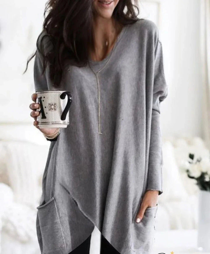 Levoire | Sweatshirt À Manches Longues Pour Femmes Avec Style Moderne Et Allongé Gris