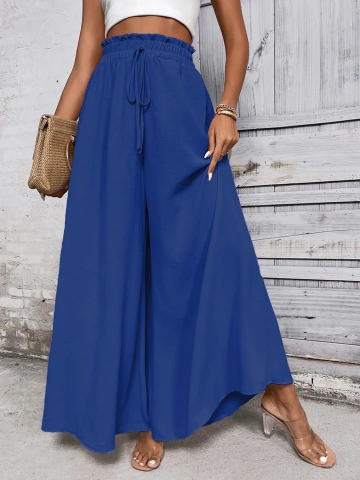 Levoire | Honey Tied Pantalon Large Taille Haute bleu roi