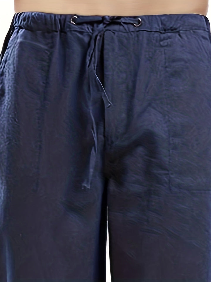 Levoire | Pantalons Pour Hommes En Mélange De Coton Et De Lin Avec Une Taille Élastique Décontractée