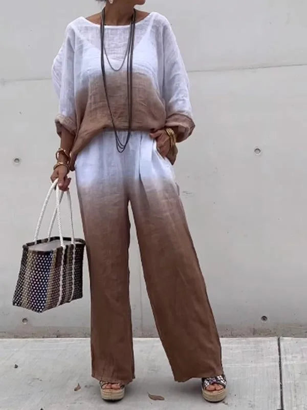 Levoire | Ensemble Pour Femmes En Coton Et Lin Marron